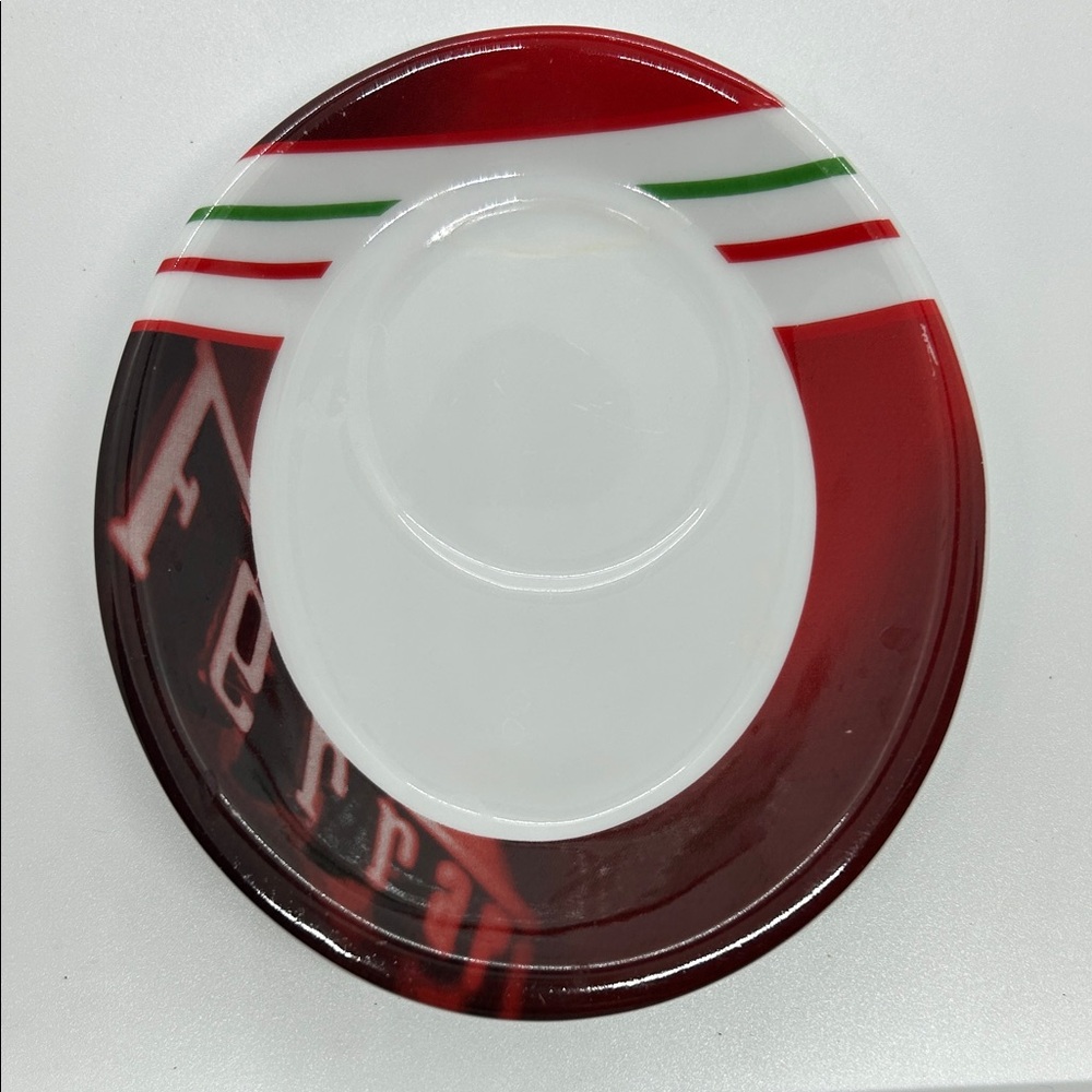 Ferrari Red and White expresso round ceramic saucer to hold an espresso cup